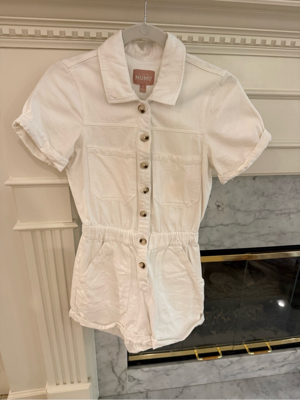 Show Me Your MuMu White Short Sleeve Button Romper